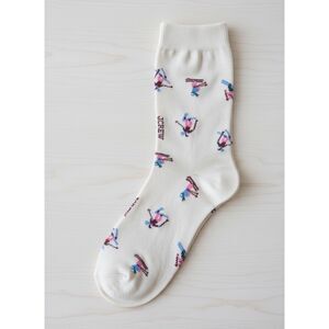 J.Crew Women’s Ivory Ski Print Trouser Socks Downhill Skier Motif NWT, One Size